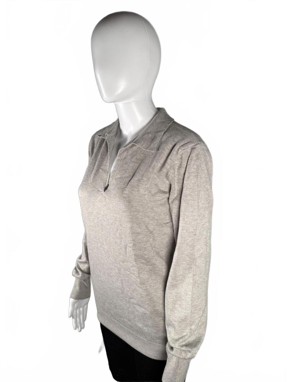 NWT LBLC The Label Womens Heather Grey Christina Collared V Neck Top Size Large - Picture 3 of 7
